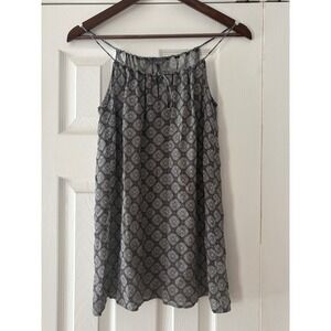 Vince Grey Geometric Medallion Silk Halter Tank Top XS Spaghetti Strap Flowy